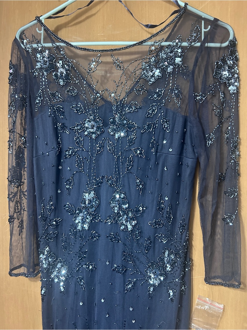 Charcoal Beaded Lace Sheath Dress - Evening Elegance - Picture 2 of 13